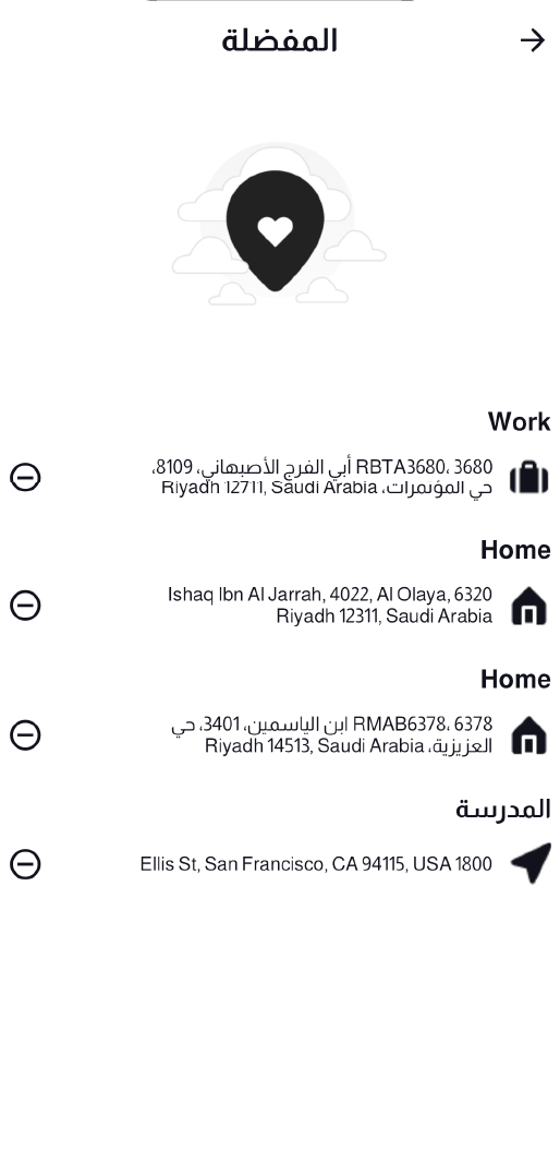 Saved Addresses