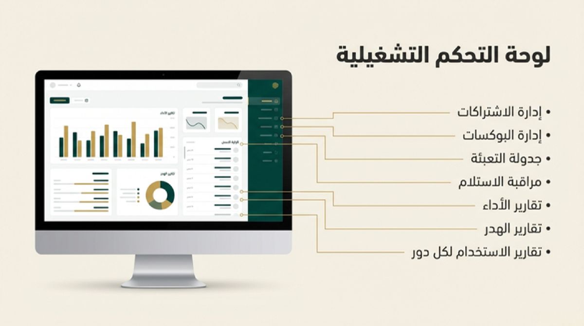 Operations dashboard with subscription management, box management, packing schedules, pickup monitoring, and analytics